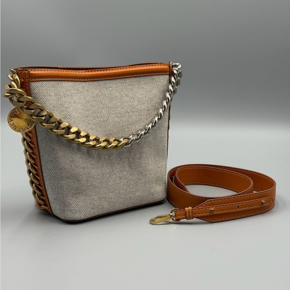 Stella McCartney Frayme Bucket Canvas Bag with Strap